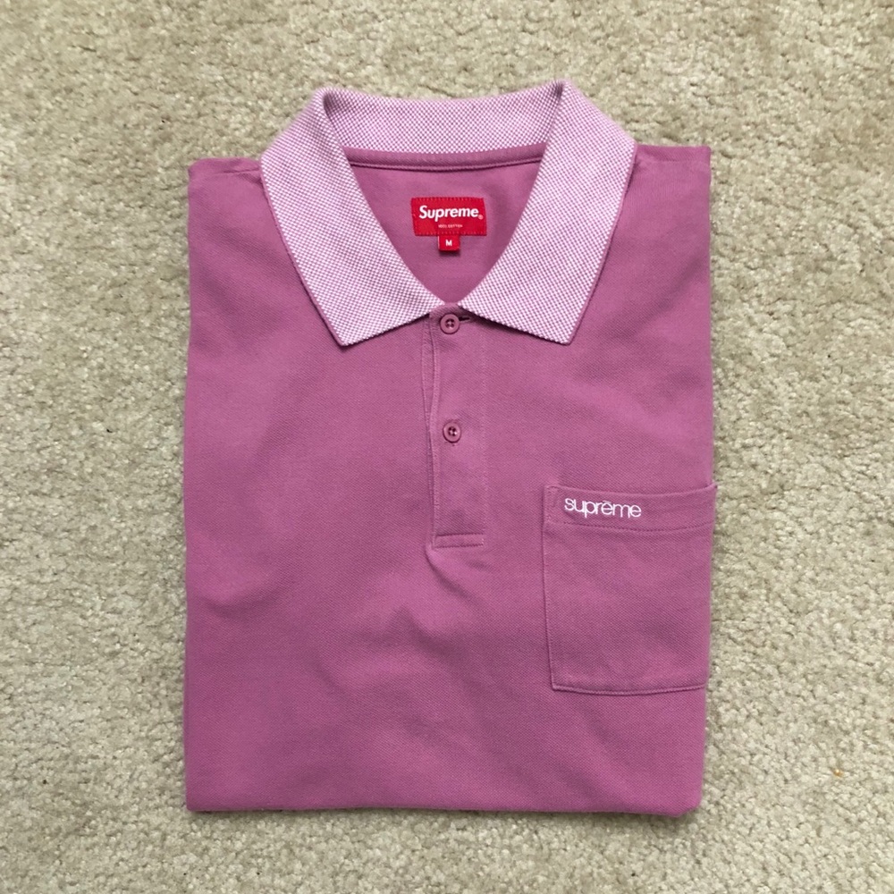Supreme Pink Checkered Rib Long Sleeve